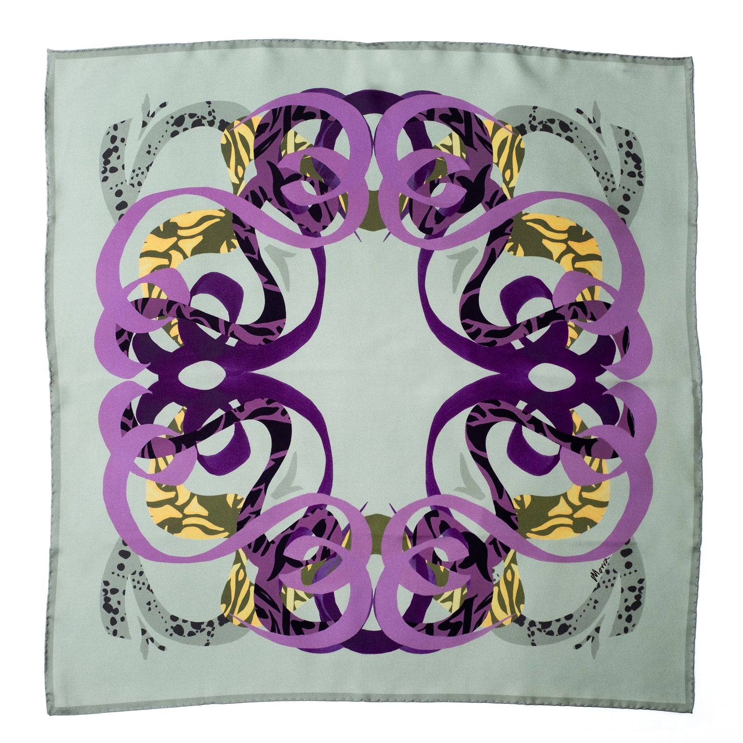 BERG green silk scarf