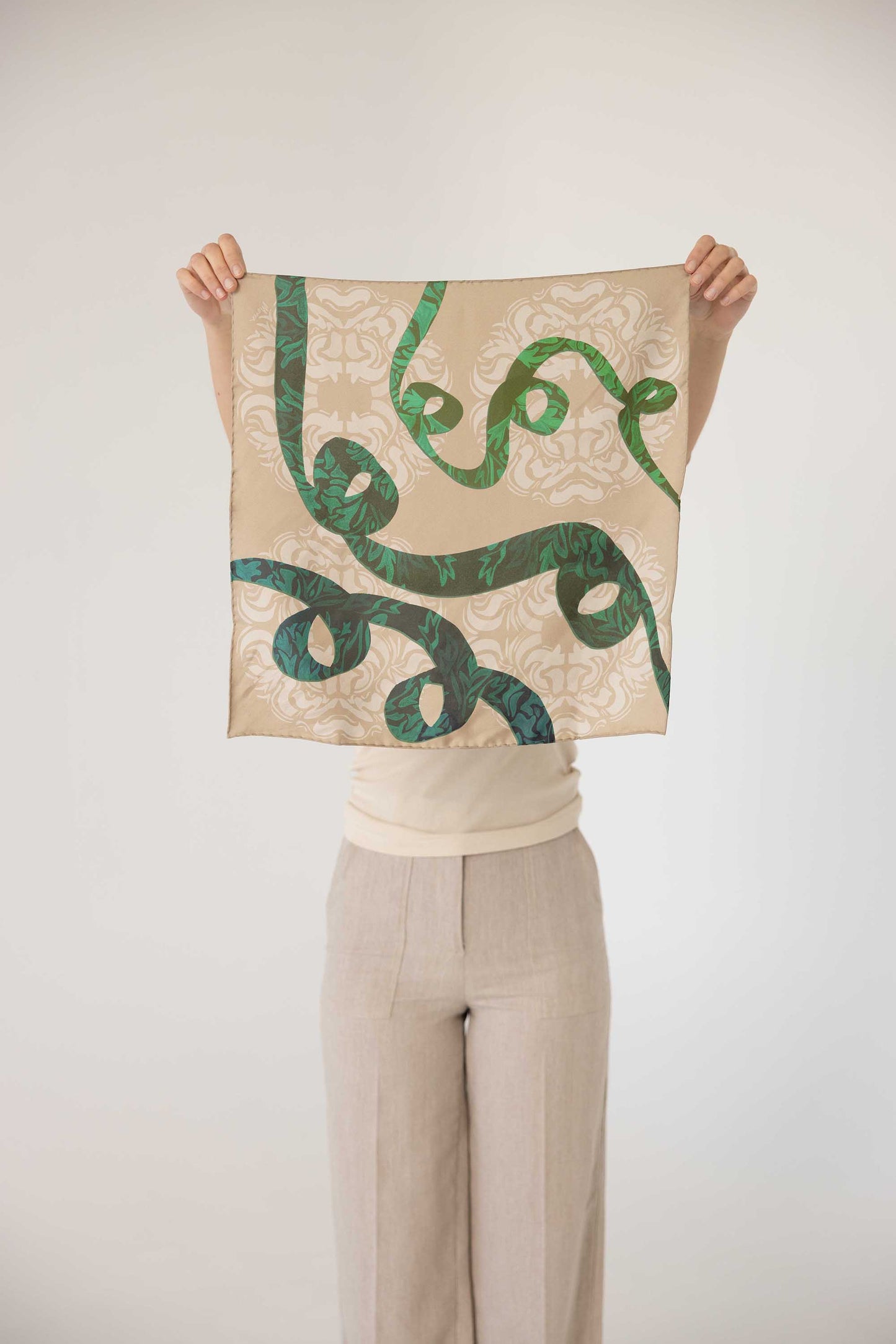 ÁSA beige silk scarf