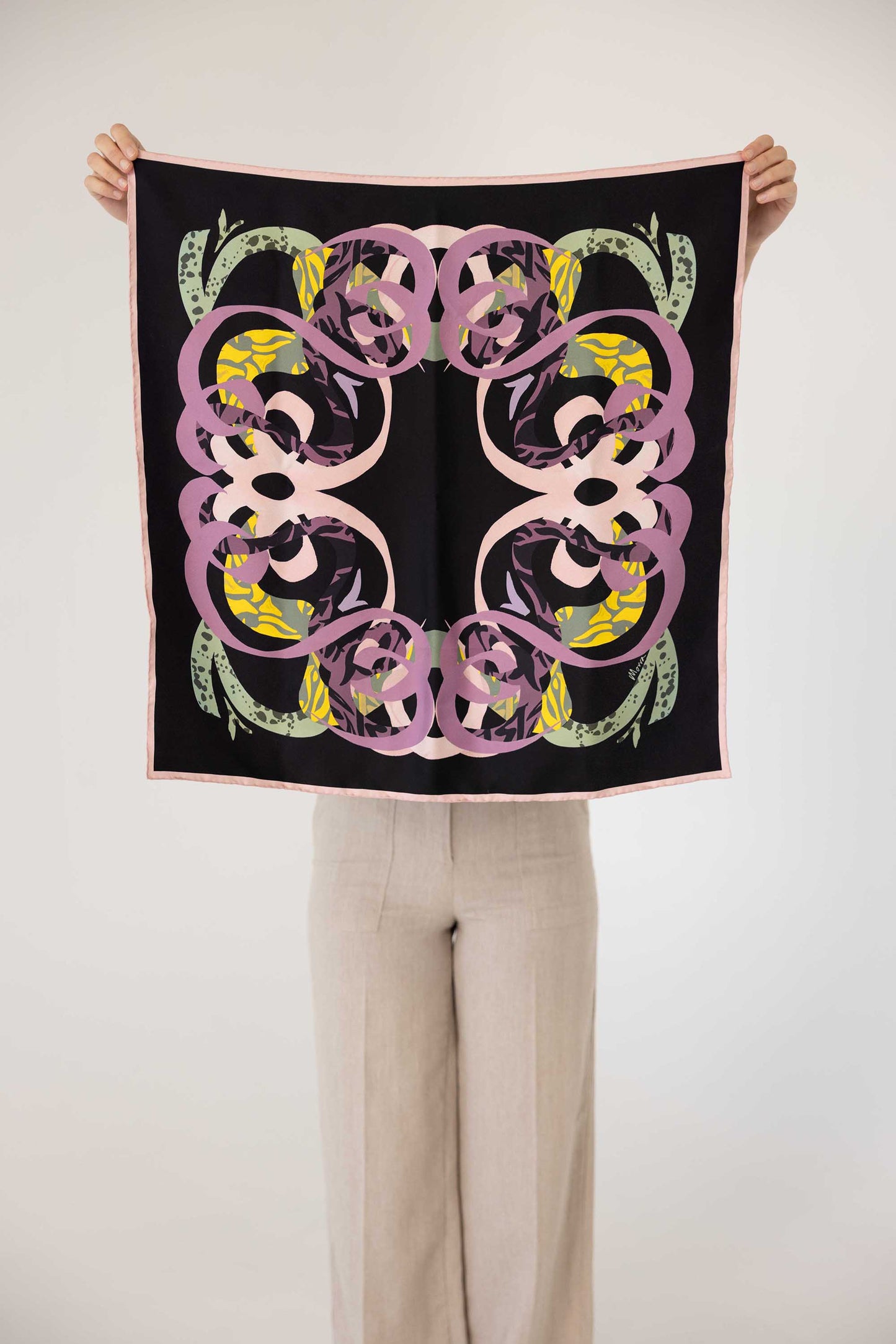 BERG black silk scarf